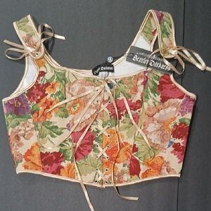 Scarlett Darkness Floral Lace-Up Corset Top
